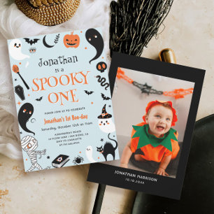 Convites Blue Boy Photo Halloween Spooky One primeiro anive