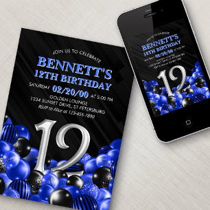 Convites Blue Boys 12 Birthday
