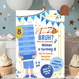 Convites Blue Bruh You in Pizza and Balloon Birthday Boy
