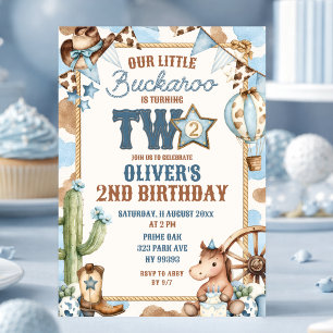 Convites Blue Buckaroo Está Fazendo Dois Segundo Aniversári
