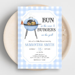 Convites Blue Burger BBQ Baby Shower