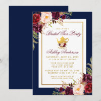Blue Burgundy Floral Dourada Bridal Party