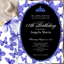 Convites Blue Butterflies 18th Birthday Debut
