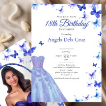 Blue Butterflies And Dress 18th Birthday Debut