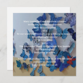 Convites Blue Butterflies Wedding Invitation