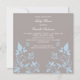 Convites Blue Butterfly Floral Chá de fraldas Invite