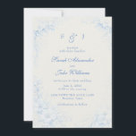 Convites Blue Chinoiserie Floral Cream Wedding<br><div class="desc">Blue Chinoiserie Floral Blue Text Cream background wedding invitation.</div>