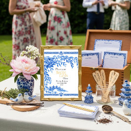 Convites Blue Chinoiserie Recipe Cards Here Sign