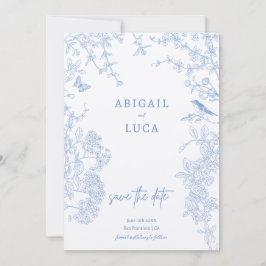 Convites Blue Chinoiserie Toile de Jouy Casamento Salvament