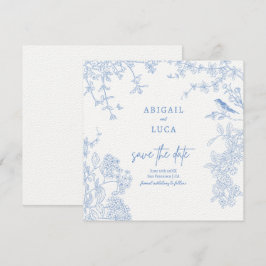 Convites Blue Chinoiserie Toile de Jouy Data de Salvamento