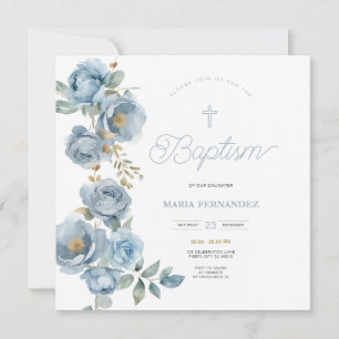 Convites Blue Christening Invite Modelo