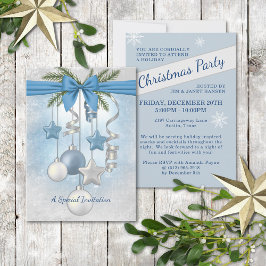 Convites Blue Christmas Multiple Ornaments Party Invitation