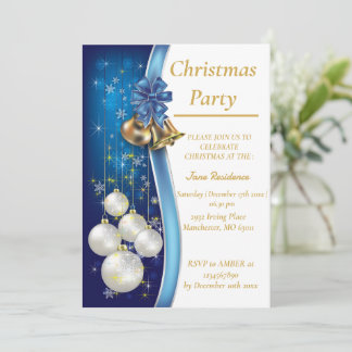 Convites Blue Christmas Ornament Invitation
