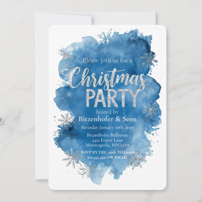 Convites Blue Christmas Party (Frente)