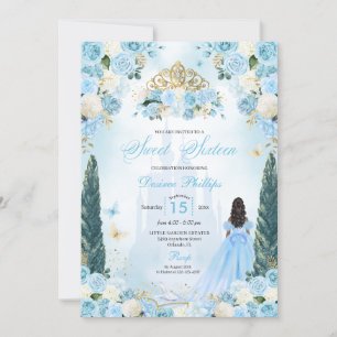 Convites Blue Cinderella Fairytale Princess Sweet