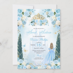 Convites Blue Cinderella Fairytale Princess Sweet