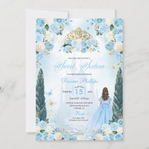 Convites Blue Cinderella Fairytale Princess Sweet