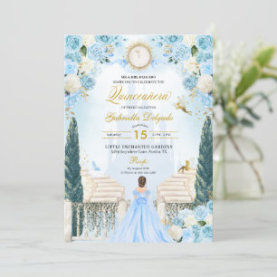 Convites Blue Cinderella Princess Fairy Quinceanera