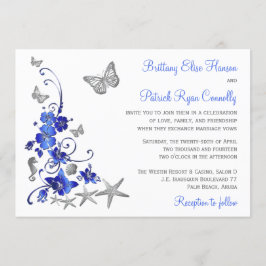 Convites Blue, Cinza, White Tropical Beach Weding Invite