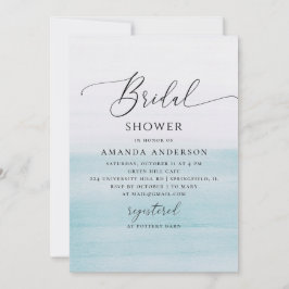 Convites Blue Coastal Bridal Shower | Watercolor Beach