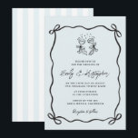 Convites Blue  Coquette Bow Wedding<br><div class="desc">This blue coquette bow design pairs hand-drawn wedding art with a fun coquette bow border. Front side is solid color and the back is a fun stripe. Perfect for vibrant,  stylish weddings with a playful,  contemporary feel. Contact me with your customization requests,  I'd love to help.</div>