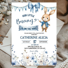 Convites Blue Coquette Little Bunny Baby Shower