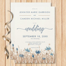 Blue Cornflowers & Campo de Trigo Casamento Modern