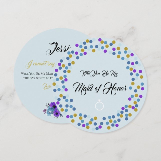 Convites Blue Cottage Rosas Wedtage Suite Be My Bridesmaid (Frente/Verso)