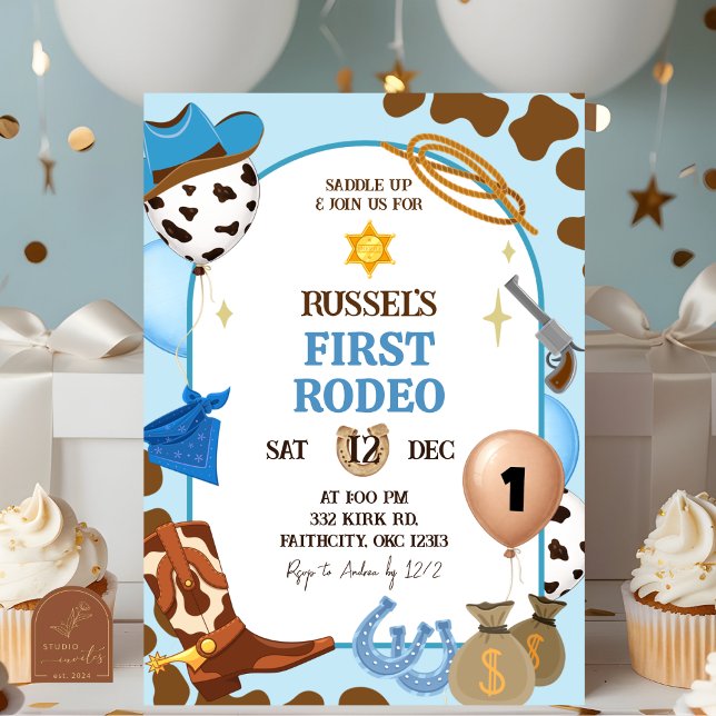 Convites Blue Cowboy Birthday Invitation (Criador carregado)