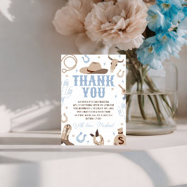 Convites Blue Cowboy Western Thank You Card