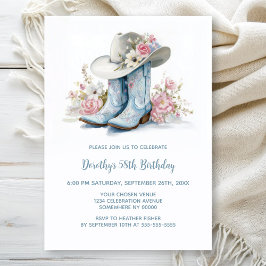 Convites Blue Cowgirl Boots and Hat Birthday Party
