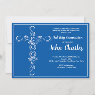 Convites Blue Cross Boy First Holy Communion