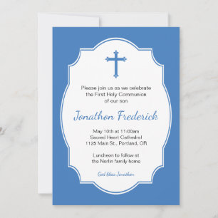 Convites Blue Cross Boy First Holy Communion