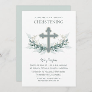 Convites Blue Cross Greenering Christening