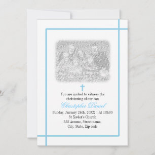 Convites Blue Cross Photo Christening