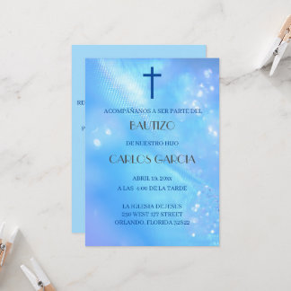 Convites Blue Cross Spain Invitación de Bautizo