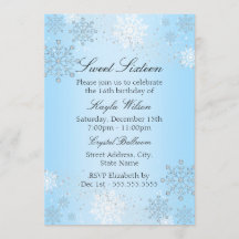 Blue Crystal Snowflake Winter Wonderland Sweet 16