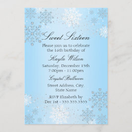 Convites Blue Crystal Snowflake Winter Wonderland Sweet 16