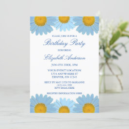 Convites Blue Daisies Floral Birthday