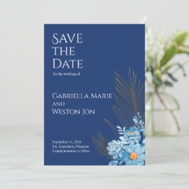 Convites Blue Daisy Flowers Casamento Salva Data