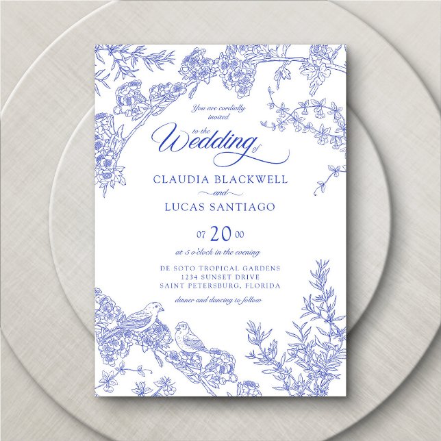 Convites Blue Delft Chinoiserie Wedding (Criador carregado)