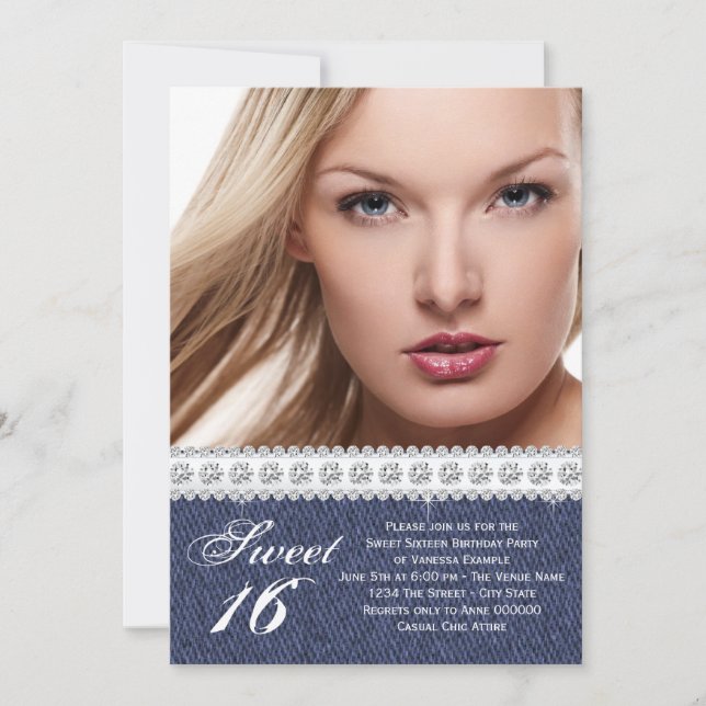 Convites Blue Denim e Diamond Sweet Party (Frente)
