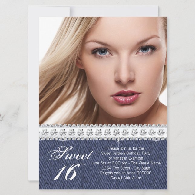 Convites Blue Denim e Diamond Sweet Party (Frente)