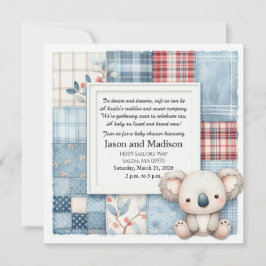 Convites Blue Denim Koala Baby Shower Invitation