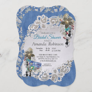 Convites Blue Denim, rendas - Joias de Costume