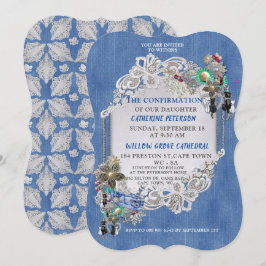 Convites Blue Denim, rendas - Joias de Costume