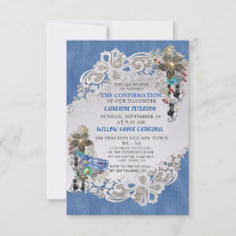 Convites Blue Denim, rendas - Joias de Costume