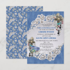 Convites Blue Denim, rendas - Joias de Costume