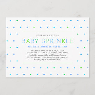 Convites Blue Dots Boy Modern Clean Baby Sprinkle Invite