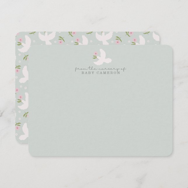 Convites Blue Dove Nursery Note Card (Frente/Verso)